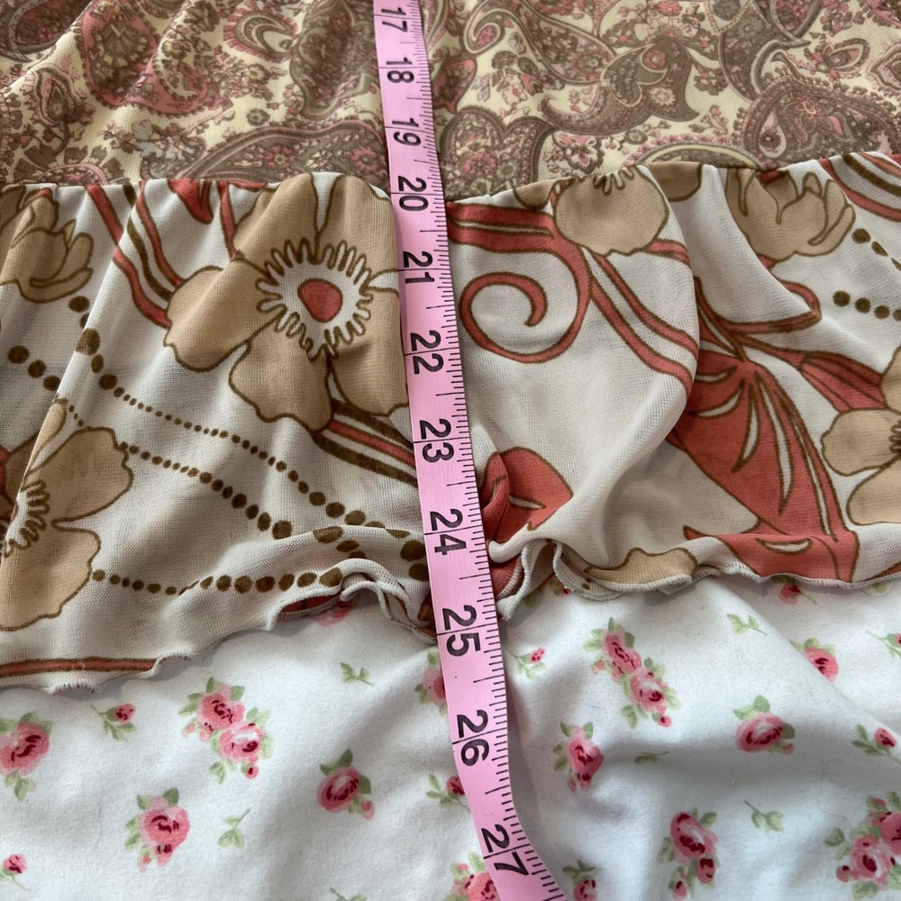 vintage y2k express tiered floral & paisley patterned maxi skirt - Picture 3 of 7
